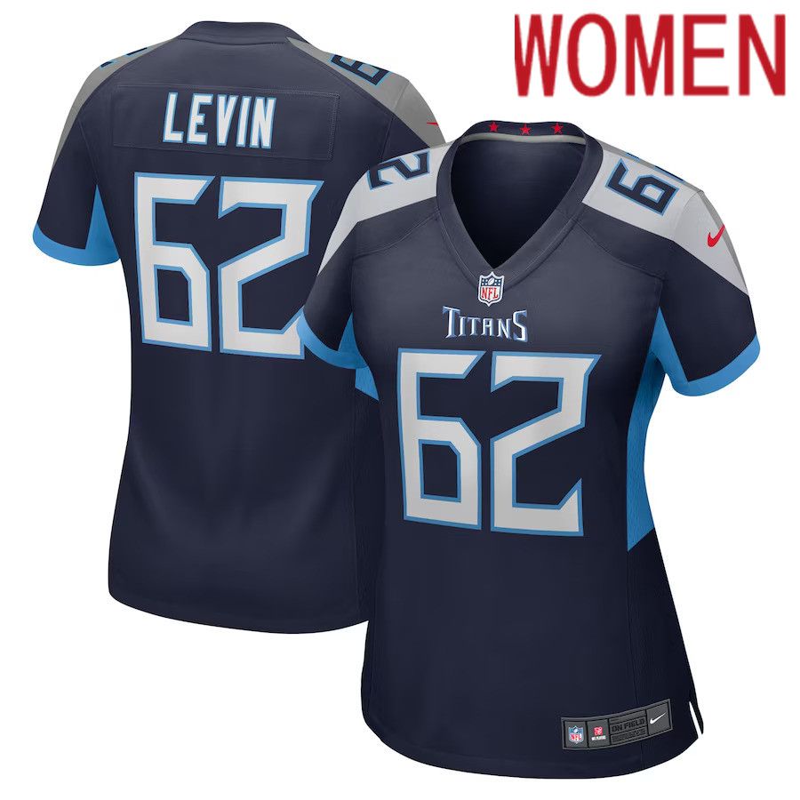 Women Tennessee Titans 62 Corey Levin Nike Navy Game Player NFL Jersey